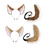 Maxbell Ears and Long Tail Ear Costume Hair Hoop for Fancy Party Masquerade camel white
