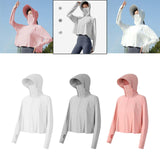 Maxbell Long Sleeve Sun Shirts Sportswear Thin with Mask Quick Drying Fishing Hoodie White