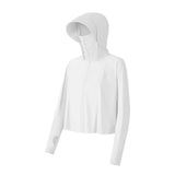 Maxbell Long Sleeve Sun Shirts Sportswear Thin with Mask Quick Drying Fishing Hoodie White