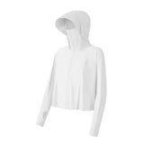 Maxbell Long Sleeve Sun Shirts Sportswear Thin with Mask Quick Drying Fishing Hoodie White