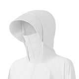 Maxbell Long Sleeve Sun Shirts Sportswear Thin with Mask Quick Drying Fishing Hoodie White