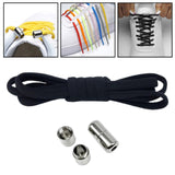 Maxbell Elastic No Tie Shoelaces Semicircle Tieless for Boots Running Shoes Children Black