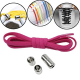 Maxbell Elastic No Tie Shoelaces Semicircle Tieless for Boots Running Shoes Children Rose Red