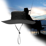 Maxbell Wide Brim Bucket Hat Polyester Fisherman Visor for Vocation Outdoors Fishing Style A Black