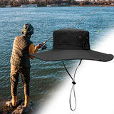 Maxbell Wide Brim Bucket Hat Polyester Fisherman Visor for Vocation Outdoors Fishing Style A Black