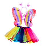 Maxbell Girls Fairy Costume Light up Butterfly Wing Tutu for Carnival Birthday Party Colorful