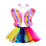 Maxbell Girls Fairy Costume Light up Butterfly Wing Tutu for Carnival Birthday Party Colorful