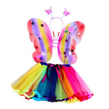 Maxbell Girls Fairy Costume Light up Butterfly Wing Tutu for Carnival Birthday Party Colorful