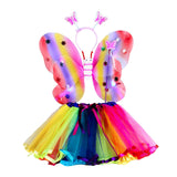 Maxbell Girls Fairy Costume Light up Butterfly Wing Tutu for Carnival Birthday Party Colorful