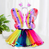 Maxbell Girls Fairy Costume Light up Butterfly Wing Tutu for Carnival Birthday Party Colorful