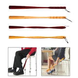 Maxbell Long Handle Boot Horn Wooden Shoe Horn for Tall Boots Pregnancy Cowboy Boots Straight Red 70cm