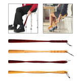Maxbell Long Handle Boot Horn Wooden Shoe Horn for Tall Boots Pregnancy Cowboy Boots Straight Red 70cm