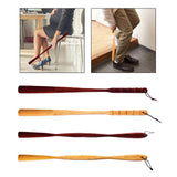 Maxbell Long Handle Boot Horn Wooden Shoe Horn for Tall Boots Pregnancy Cowboy Boots Straight Red 70cm