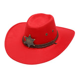 Maxbell Cowboy Hat Wide Brim Stylish Sun Hat for Stage Performance Fishing Festivals Red