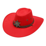 Maxbell Cowboy Hat Wide Brim Stylish Sun Hat for Stage Performance Fishing Festivals Red
