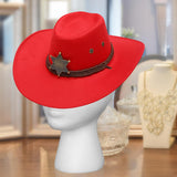 Maxbell Cowboy Hat Wide Brim Stylish Sun Hat for Stage Performance Fishing Festivals Red
