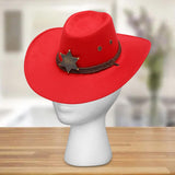Maxbell Cowboy Hat Wide Brim Stylish Sun Hat for Stage Performance Fishing Festivals Red