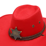 Maxbell Cowboy Hat Wide Brim Stylish Sun Hat for Stage Performance Fishing Festivals Red