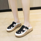 Maxbell Women's Slide Sandals Comfortable Flat Shoes 5cm Thick Sole Nonslip Slippers Black 39