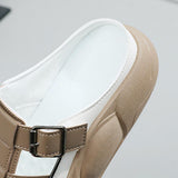 Maxbell Women's Slide Sandals Comfortable Flat Shoes 5cm Thick Sole Nonslip Slippers Khaki 36