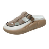 Maxbell Women's Slide Sandals Comfortable Flat Shoes 5cm Thick Sole Nonslip Slippers Khaki 36