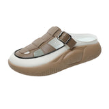 Maxbell Women's Slide Sandals Comfortable Flat Shoes 5cm Thick Sole Nonslip Slippers Khaki 36