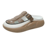 Maxbell Women's Slide Sandals Comfortable Flat Shoes 5cm Thick Sole Nonslip Slippers Khaki 38
