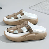 Maxbell Women's Slide Sandals Comfortable Flat Shoes 5cm Thick Sole Nonslip Slippers Khaki 38