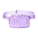 Maxbell Waist Pack Bag Adjustable Strap Wallet Fanny Pack for Hiking Outdoor Walking Leopard Print Violet