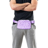 Maxbell Waist Pack Bag Adjustable Strap Wallet Fanny Pack for Hiking Outdoor Walking Leopard Print Violet