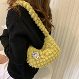 Maxbell Cloud Bubbles Handbags Zipper Pleated Beach Casual Women's Shoulder Bag yellow