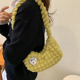 Maxbell Cloud Bubbles Handbags Zipper Pleated Beach Casual Women's Shoulder Bag yellow