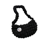 Maxbell Cloud Bubbles Handbags Zipper Pleated Beach Casual Women's Shoulder Bag black