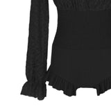 Maxbell Bathing Suit Lace Bikini Swimsuit Long Sleeve Summer Women Onepiece Swimwear Black S