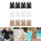 Maxbell Bathing Suit Lace Bikini Swimsuit Long Sleeve Summer Women Onepiece Swimwear Black S