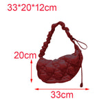 Maxbell Pleated Cloud Bag Tote Purse Cloud Bubbles Handbags for Girls Beach Shopping dark red