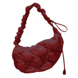 Maxbell Pleated Cloud Bag Tote Purse Cloud Bubbles Handbags for Girls Beach Shopping dark red