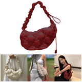 Maxbell Pleated Cloud Bag Tote Purse Cloud Bubbles Handbags for Girls Beach Shopping dark red