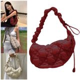 Maxbell Pleated Cloud Bag Tote Purse Cloud Bubbles Handbags for Girls Beach Shopping dark red