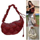 Maxbell Pleated Cloud Bag Tote Purse Cloud Bubbles Handbags for Girls Beach Shopping dark red