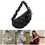 Maxbell Pleated Cloud Bag Tote Purse Cloud Bubbles Handbags for Girls Beach Shopping black