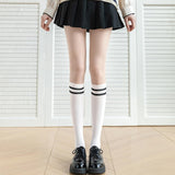 Maxbell Thigh High Stockings Hosiery Casual Costume Patchwork Thin Extra Long Womens Over the Calf white