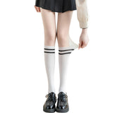 Maxbell Thigh High Stockings Hosiery Casual Costume Patchwork Thin Extra Long Womens Over the Calf white