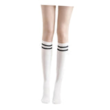 Maxbell Thigh High Stockings Hosiery Casual Costume Patchwork Thin Extra Long Womens Over the Calf white