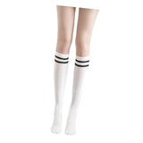 Maxbell Thigh High Stockings Hosiery Casual Costume Patchwork Thin Extra Long Womens Over the Calf white