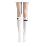 Maxbell Thigh High Stockings Hosiery Casual Costume Patchwork Thin Extra Long Womens Over the Calf white