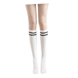 Maxbell Thigh High Stockings Hosiery Casual Costume Patchwork Thin Extra Long Womens Over the Calf white
