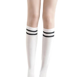 Maxbell Thigh High Stockings Hosiery Casual Costume Patchwork Thin Extra Long Womens Over the Calf white