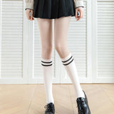Maxbell Thigh High Stockings Hosiery Casual Costume Patchwork Thin Extra Long Womens Over the Calf white