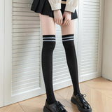 Maxbell Thigh High Stockings Hosiery Casual Costume Patchwork Thin Extra Long Womens Over the Knee black